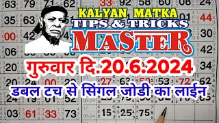 KALYAN MATKA TIPS AND TRICKS MASTER TODAY 2062024 KALYAN TODAY TEBLE TRICK LINE JODI [upl. by Sixel674]