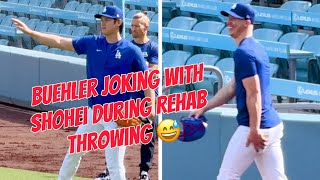 Buehler Jokes 😅 with Ohtani 大谷 翔平 During His Rehab Throwing [upl. by Goodyear]