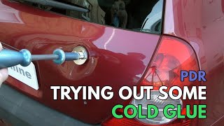 Fixing a dent with Cold Glue I try out Glexos cold glue for Paintless Dent removal PDR [upl. by Starling]