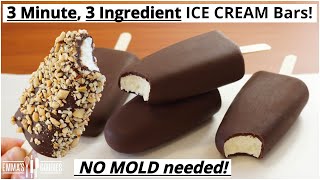 3 Minute 3 Ingredient CHOCOLATE ICE CREAM Bars No mould required Easy Ice Cream Recipe [upl. by Dressler738]