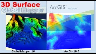 Comparison of 3D Surface View ArcGis vs GlobalMapper [upl. by Ihcekn]