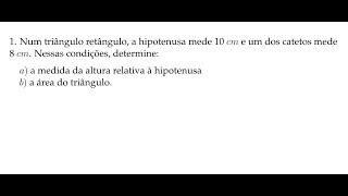 Exercício 01 Relações métricas no triângulo retângulo ⚫🏐🌎 [upl. by Ecallaw]