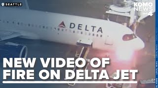 Delta plane catches fire after landing in Seattle [upl. by Eleinad]