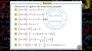 Négation d’une proposition — logique mathématique — Opérations sur les propositions — 1 BAC SMSE [upl. by Thibaud765]