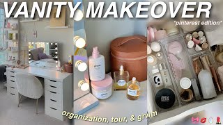 PINTEREST VANITY MAKEOVER  tour  organization deep clean out amp get ready with me at my desk [upl. by Kruse]