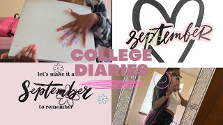 College Diaries Episode 1 Monthly Goals amp Vision Whiteboard 💗  therealstacksumm [upl. by Ramyar324]