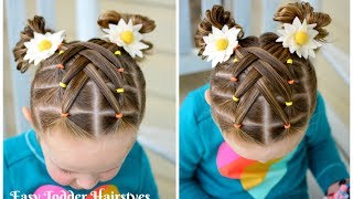 Cascading Weaved Elastics Little Girl Hairstyle [upl. by Neuberger237]