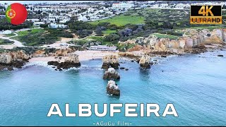 【4K】Portugal Albufeira Cinematic Beaches Aerial View [upl. by Sordnaxela]