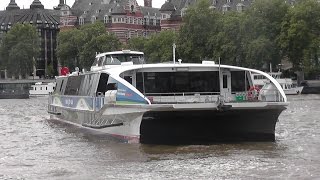 Riding the Thames Clipper London Eye to Canary Wharf 220515 [upl. by Schindler555]