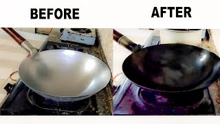 HOW TO SEASON A WOK  PAANO MAG SEASON NG WOK  carbon steel wok [upl. by Nrubyar]