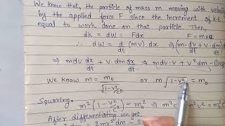 Derivation of mass energy equivalence BSC PHYSICS [upl. by Dihsar]