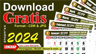 Kalender 2024 lengkap dengan tanggal merah  Penanggalan Hijriyah amp Jawa  Download  Cdr  template [upl. by Nomra]