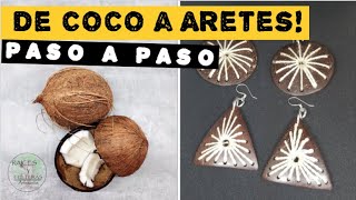 Calado de aretes en cascara de coco – Artesanía reutilizando y reciclando accesorio ecológico [upl. by Varden936]