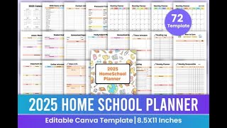 2025 Home School Planner Canva Template  Kdp  KDP Interiors  Kdp Canva  Bundle KDP [upl. by Mccoy152]