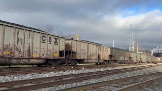 THEN CSX C642 CAME EASTBOUND PAST A SET OF AUTORACKS SITTING STILL WITH CSX 3383 LEADING COAL TRAIN [upl. by Antonina]