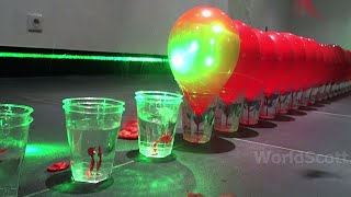 🎈 World Record Submission  100 Laser Balloon Popping Dominoes  Wicked Lasers S3 Krypton 750mW [upl. by Ytomit]