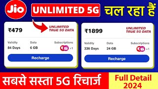 Jio 479 Unlimited 5G Data Mil Raha Hai Jio Sabse Sasta 5G New Plan 479 1899 Full Detail Unlimited 5G [upl. by Glantz]