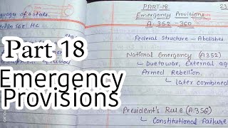 Part 18  Emergency Provisions  lec70  Handwritten notes  An Aspirant [upl. by Aivlys]