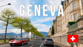 Geneva Switzerland 🇨🇭 Driving Downtown  2023 4K 60fps [upl. by Ahserkal]