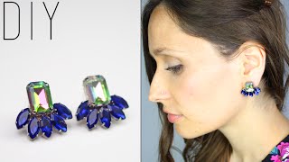 DIY  TUTO  BOUCLES DOREILLES EN STRASS  Rhinestone statement earrings swarovskienglish subs [upl. by Amargo]