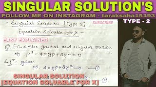 SINGULAR SOLUTION DIFFERENTIAL EQUATION IN HINDI  part  2 [upl. by Anwahs]