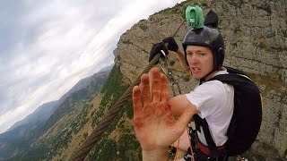 Friday Freakout Super Sketchy Zipline BASE Jump Almost Loses Fingers [upl. by Suzanna]