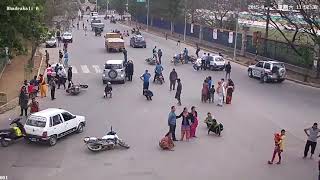 Nepal Earthquake CCTV footage Bhadrakali Gate Kathmandu 25 April 2015 [upl. by Ellord]