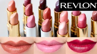 Revlon Super Lustrous Lipstick 14 Colors Swatches on lips [upl. by Ahsenauq]