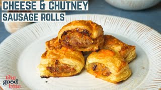 DELICIOUS CHEESE amp CHUTNEY FESTIVE SAUSAGE ROLLS [upl. by Ailatan]