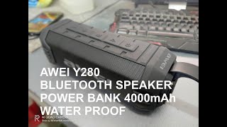 AWEI Y280 BLUETOOTH SPEAKER  POWER BANK  WATERPROOF [upl. by Yatnwahs]