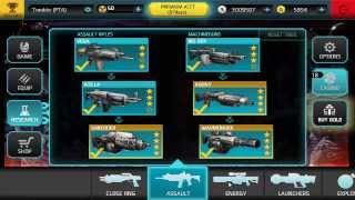 Shadowgun Deadzone  My Equip Weapons Stats Rank Boosters Skins amp Hats [upl. by Gleich]