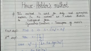 House holders method for symmetric matrix b sc 3rd yrNumerical Analysis [upl. by Ardiedal]