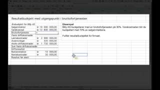 9 Resultatbudsjett 2  utgangspunkt i bruttofortjeneste [upl. by Sina]