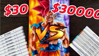 30 vs 3000 Marker  Cheap Vs Expensive  Are These Markers Better Than Copics   Drawing Goku [upl. by Kalvin]