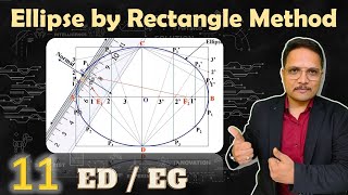 Ellipse by Rectangle Method  Engineering curves  Engineering Drawing  Engineering Funda [upl. by Peer]