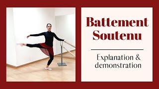 BATTEMENT SOUTENU All possible variations demonstrated at the barre [upl. by Neelhsa]