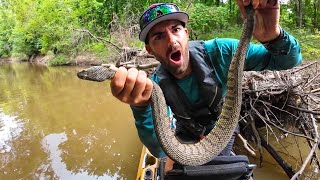 BITTEN By GIANT DIAMONDBACK Fishing This SNAKE INFESTED Bayou [upl. by Nac]