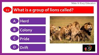 QUIZ ON A GROUP OF ANIMALS  COLLECTIVE NOUNS OF ANIMALS  GENERAL KNOWLEDGE [upl. by Inatsed319]