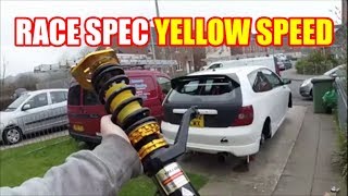 CIVIC TYPE R Yellow Speed coilovers Fitted and Tested [upl. by Nasah]