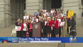 Equal Pay Day Demonstration Held At State Capitol [upl. by Ingraham]