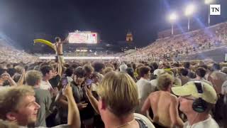 Vanderbilt upsets Alabama Vandy fans students storm field take down goal posts after beating Bama [upl. by Ativet808]