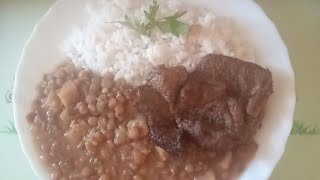 MENESTRA DE LENTEJA CON CARNE FRITA Y ARROZ BLANCO [upl. by Neral]