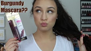 Burgundy Mascara  LOreal Voluminous Deep Burgundy TRY ON [upl. by Terrill533]