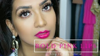 Bold Pink Lips  Vithya Hair and Makeup Artist [upl. by Skerl]