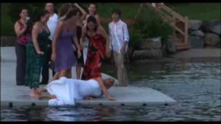 Bride jumps in Lake Winnepausakee with Wedding Dress [upl. by Lleksah621]