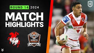 NRL 2024  Dragons v Wests Tigers  Match Highlights [upl. by Eillil]