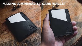 Making a Leather Minimalist Card Wallet by HAND  ASMR [upl. by Pavla959]