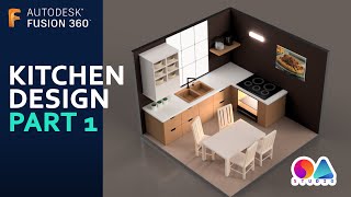 Fusion 360 Ep 25  Kitchen Design  Part  01  furnitures [upl. by Niahs]