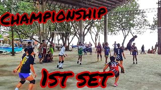 Season 4 Tambacan volleyball League 1st Set quotTeam Jeff Vs Team Angelfirequot [upl. by Oenire]