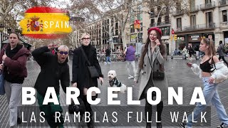 Busy Ramblas of Barcelona 🇪🇸  4K Walking Tour of Spain January 2024 [upl. by Swor374]